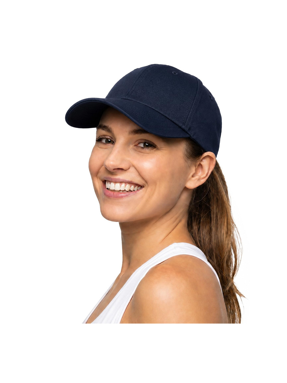Womens Satin Lined Baseball Cap Washed Cotton Adjustable | Navy Blue | Size OS